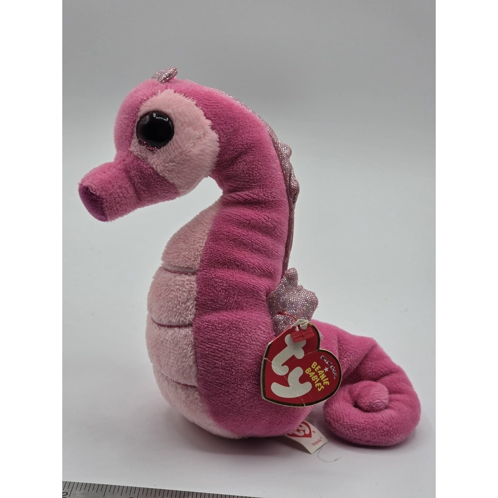 TY MAJESTIC PINK SEAHORSE 6" BEANIE BABY-NEW W/ TAG,RETIRED, HTF-LOVES THE BEACH
